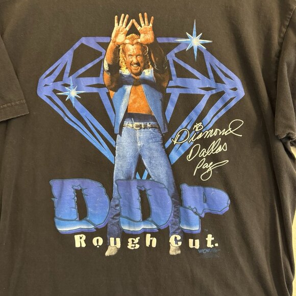 Vintage WCW Wrestling T-Shirt Large Diamond Dallas Page DDP Rough Cut EUC - Picture 2 of 12